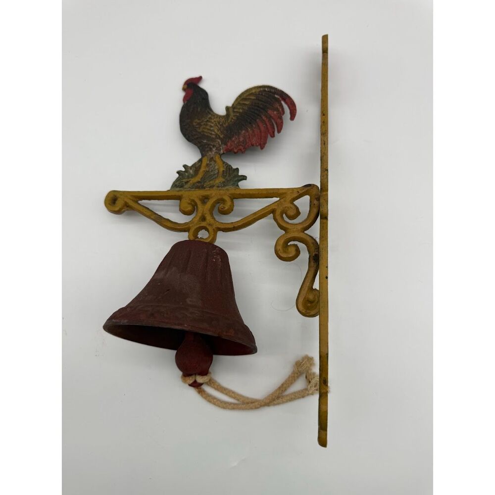 Vintage cast iron rooster wall-mounted bell